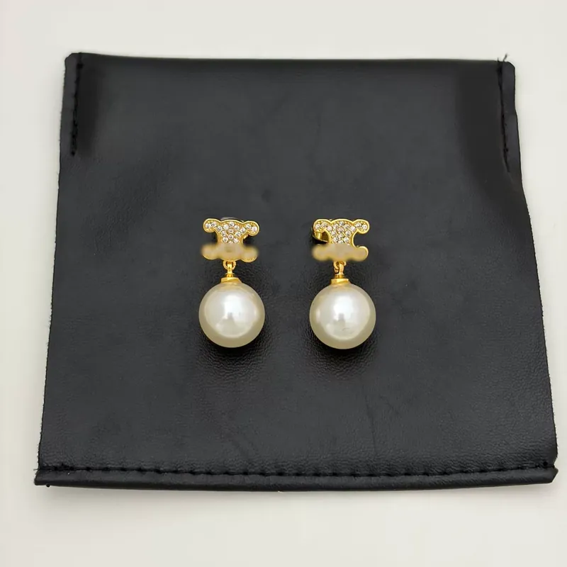 Zircon Pearl Stud Earrings Vintage Style