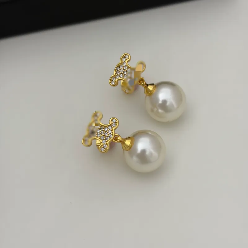 Zircon Pearl Stud Earrings Vintage Style