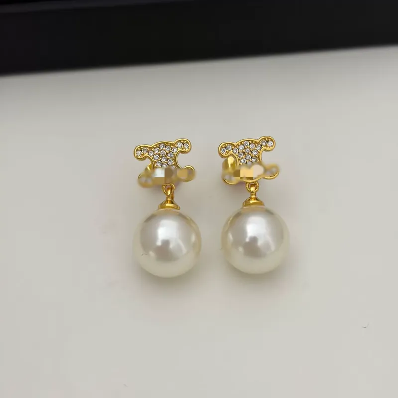 Zircon Pearl Stud Earrings Vintage Style