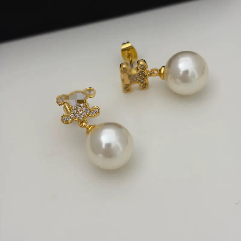 Zircon Pearl Stud Earrings Vintage Style