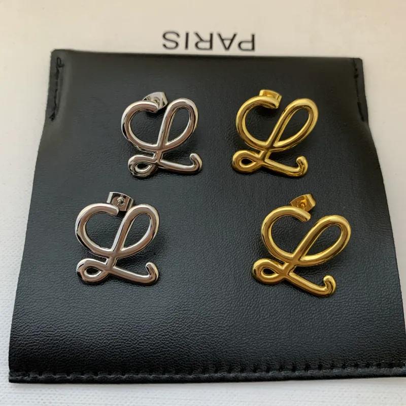 Geometric Gold Earrings Letter L