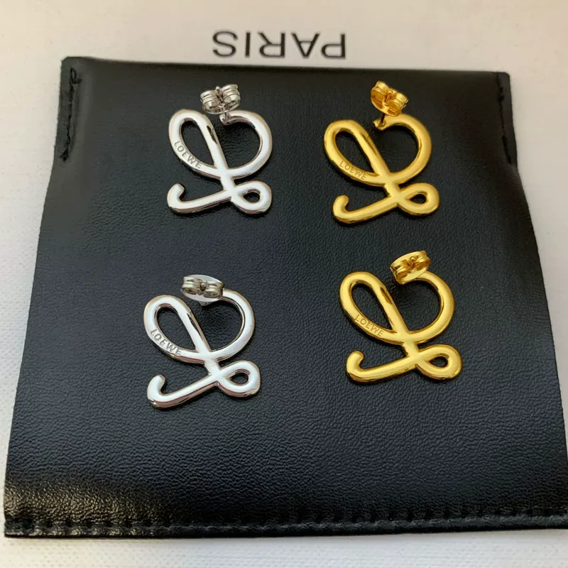Geometric Gold Earrings Letter L