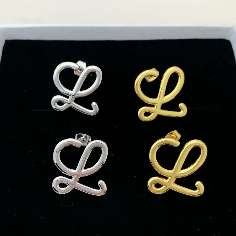 Geometric Gold Earrings Letter L