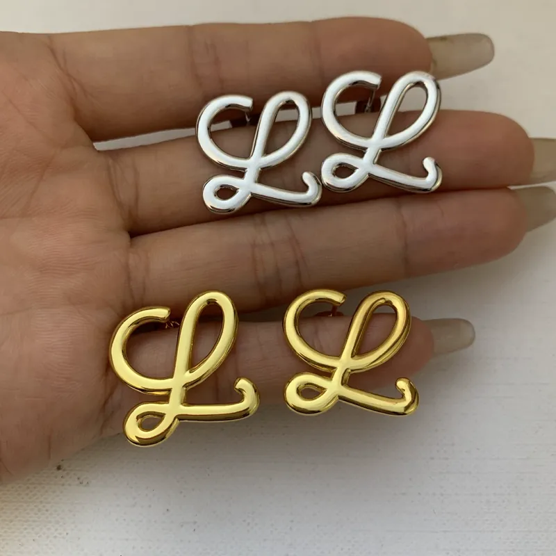 Geometric Gold Earrings Letter L