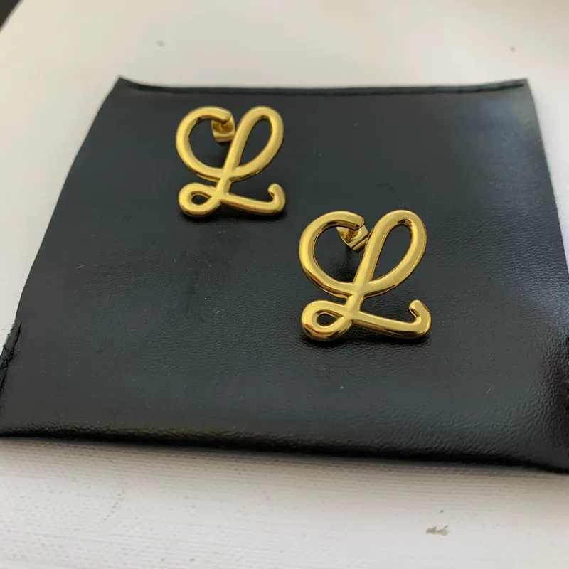 Geometric Gold Earrings Letter L