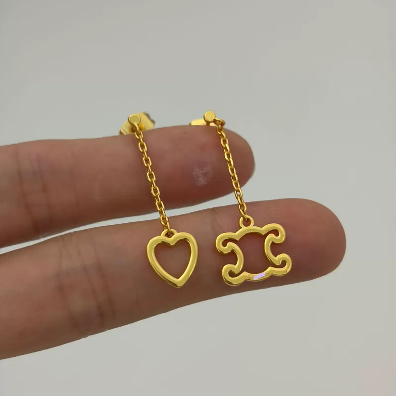 Heart Asymmetric Earrings Hollow