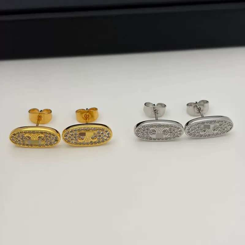 Oval Zircon Stud Earrings