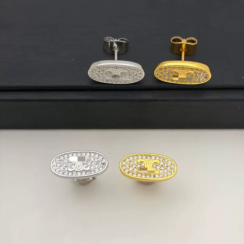 Oval Zircon Stud Earrings