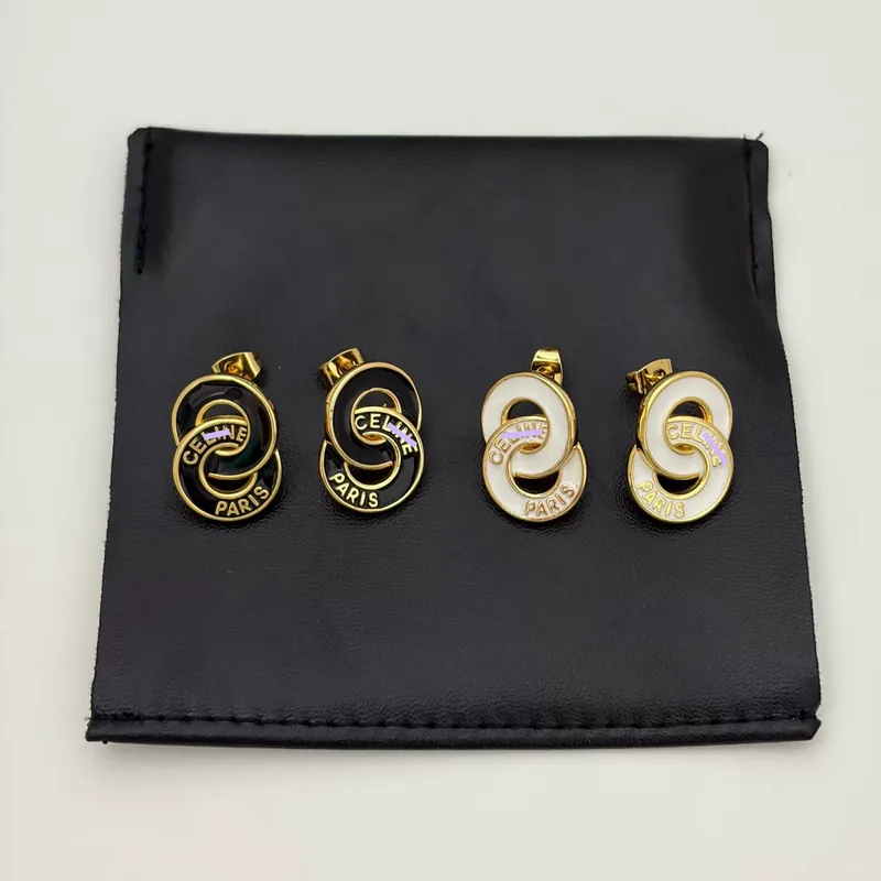 Enamel Double Hoop Earrings Letter