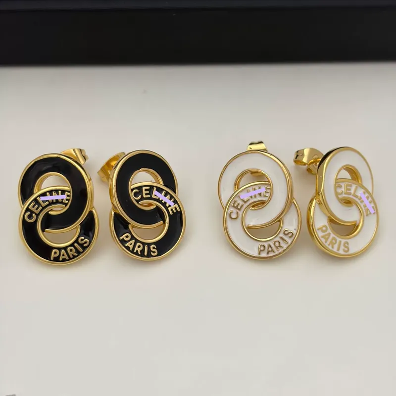 Enamel Double Hoop Earrings Letter