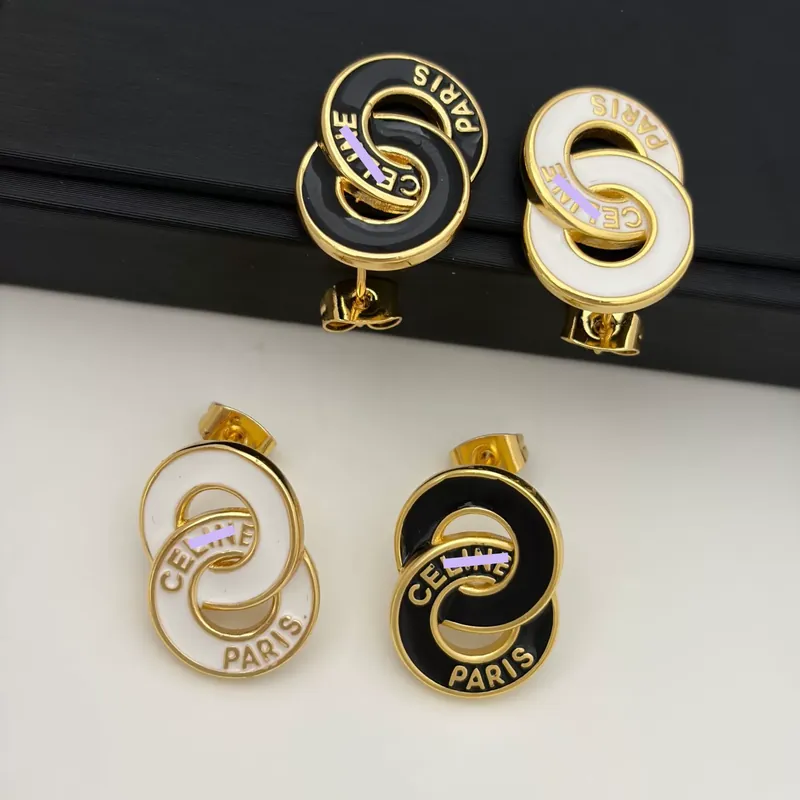 Enamel Double Hoop Earrings Letter