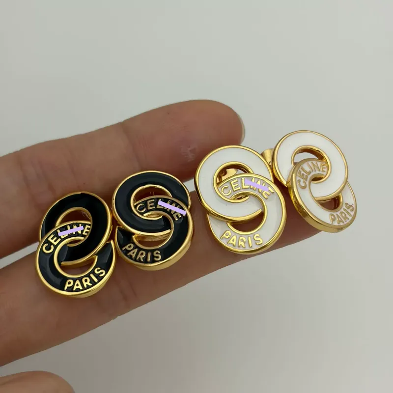 Enamel Double Hoop Earrings Letter
