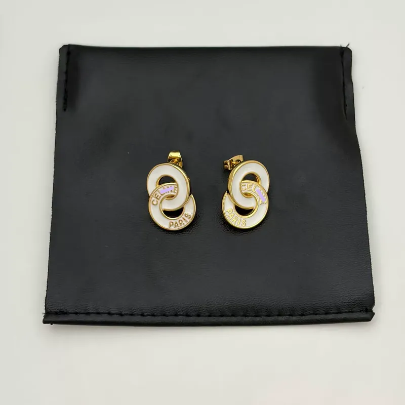 Enamel Double Hoop Earrings Letter