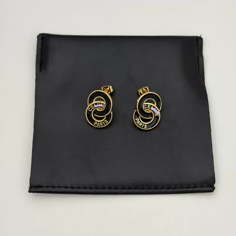Enamel Double Hoop Earrings Letter
