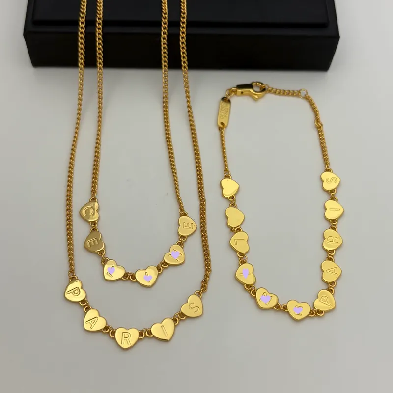 Heart Chain Necklace Bracelet Set