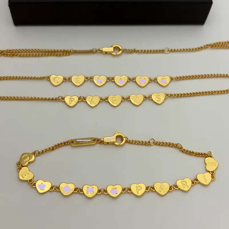 Heart Chain Necklace Bracelet Set