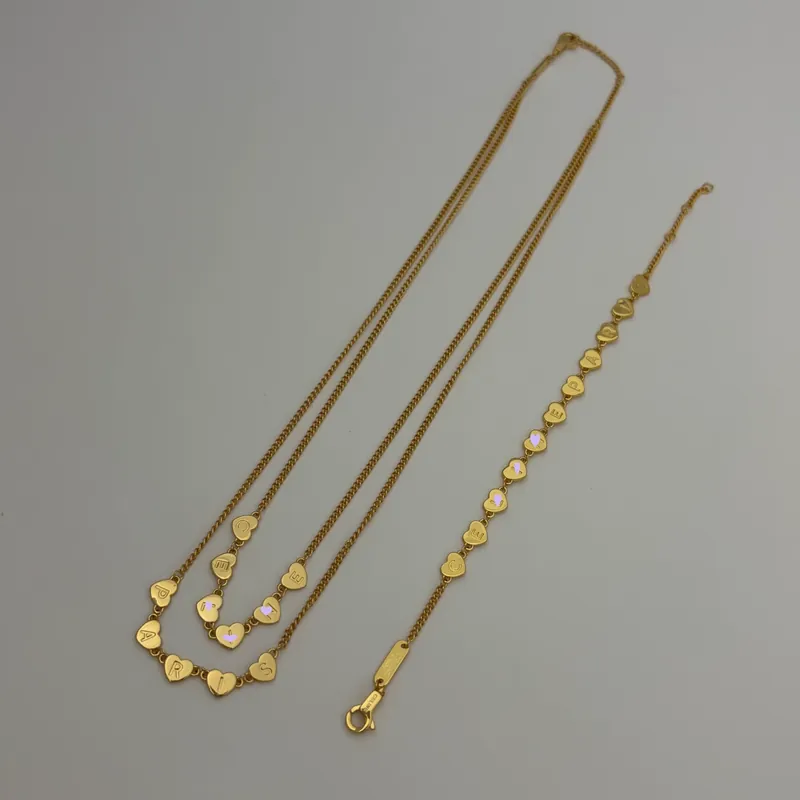 Heart Chain Necklace Bracelet Set