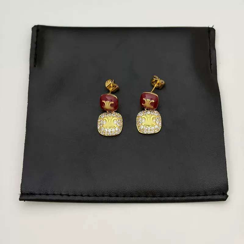 Square Zircon Earrings Enamel