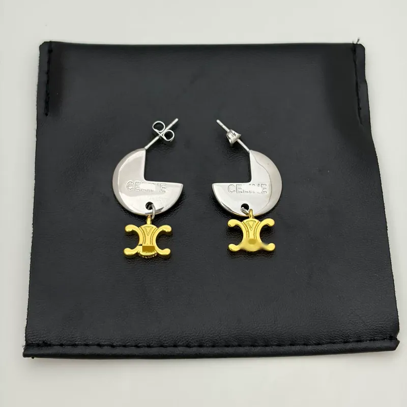 Gold Silver Hoop Earrings Half