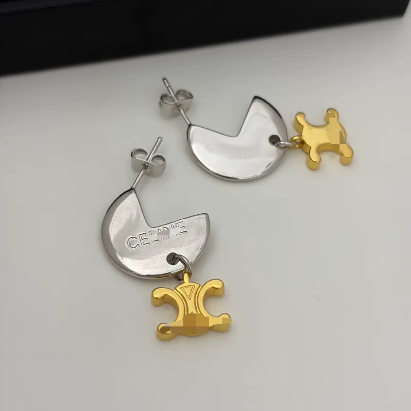 Gold Silver Hoop Earrings Half