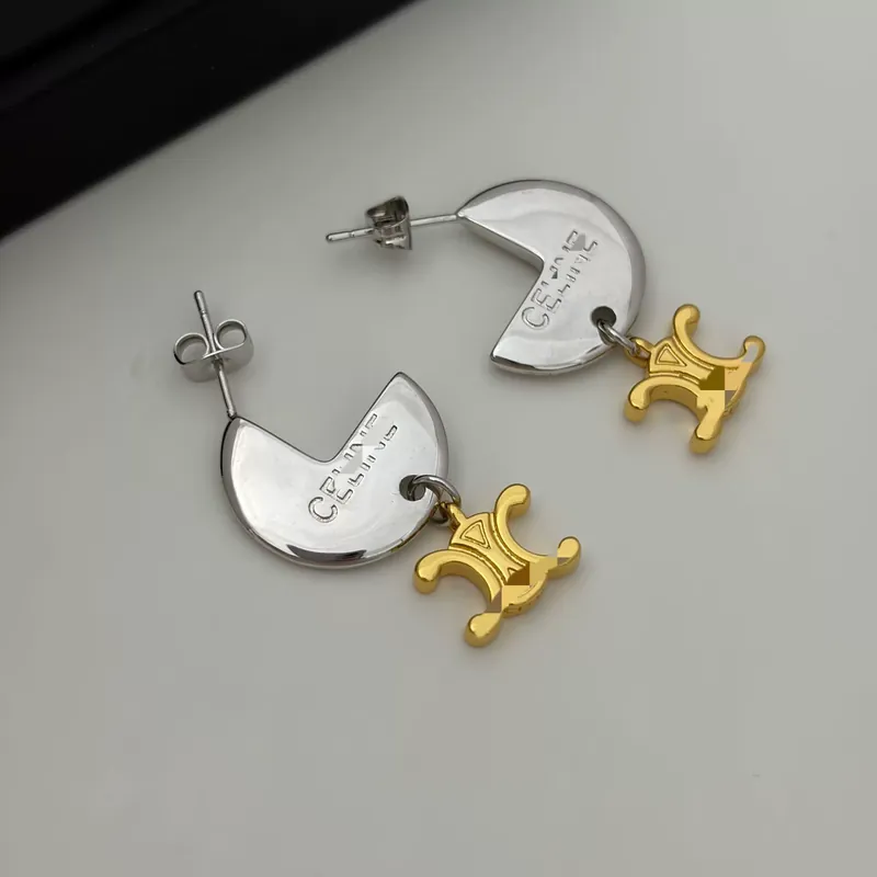 Gold Silver Hoop Earrings Half