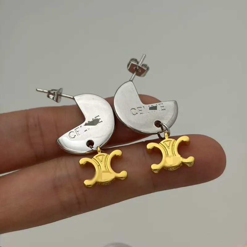 Gold Silver Hoop Earrings Half