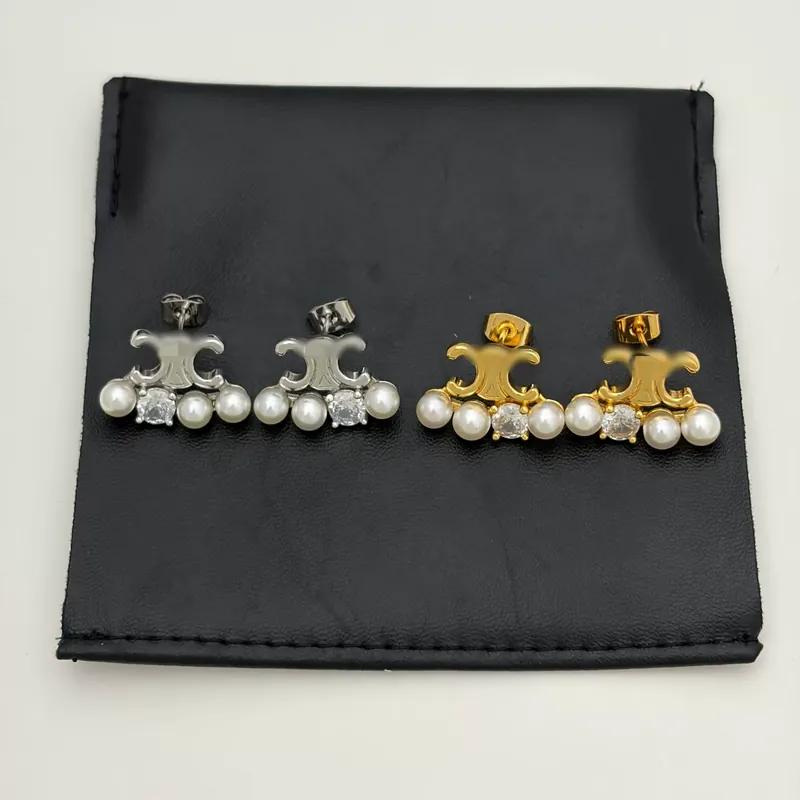 Pearl Zircon Stud Earrings Unique
