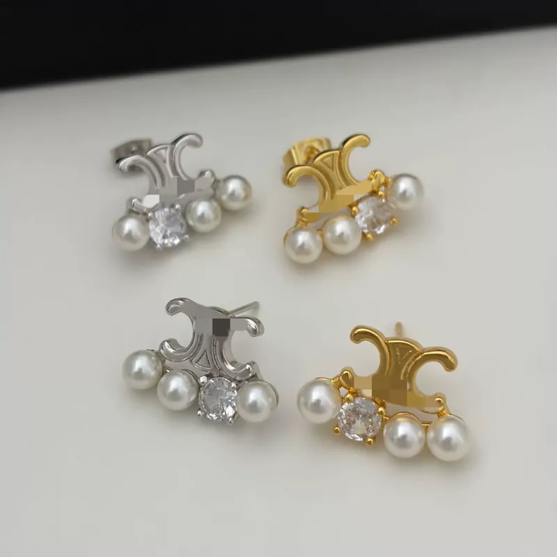 Pearl Zircon Stud Earrings Unique