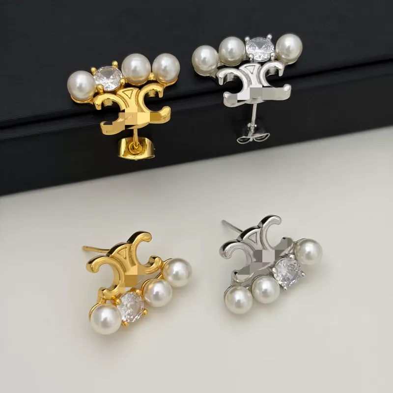 Pearl Zircon Stud Earrings Unique