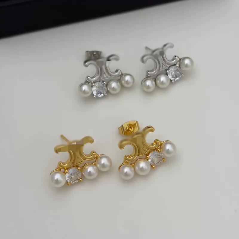 Pearl Zircon Stud Earrings Unique