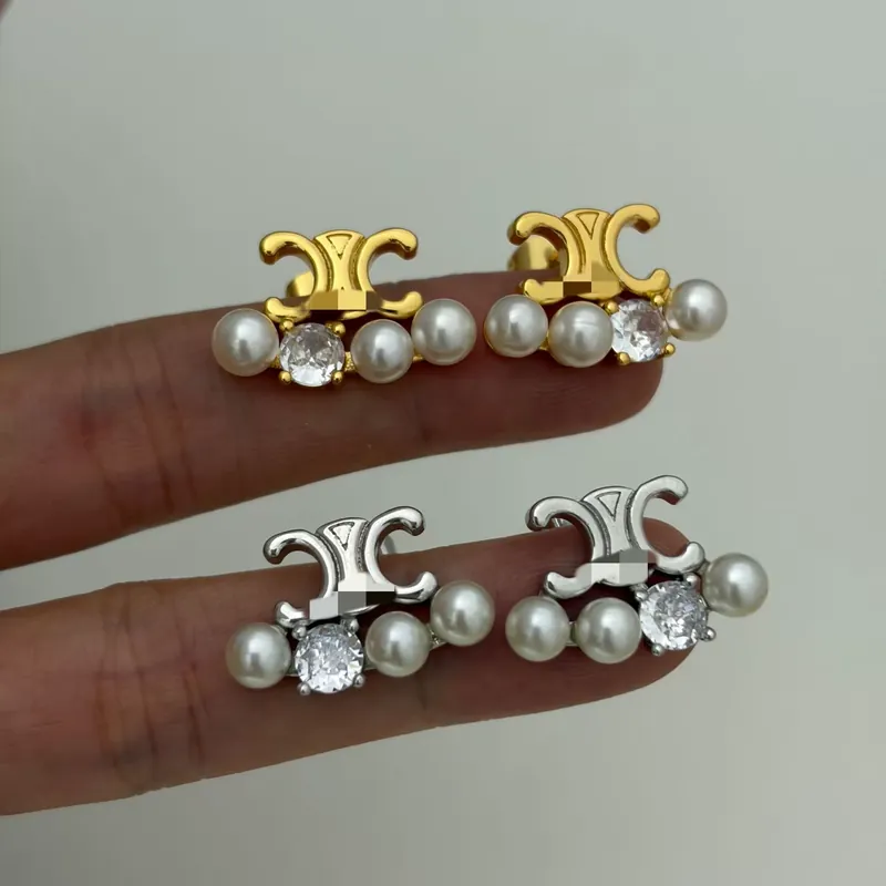 Pearl Zircon Stud Earrings Unique