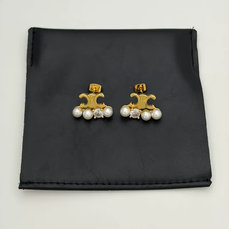Pearl Zircon Stud Earrings Unique
