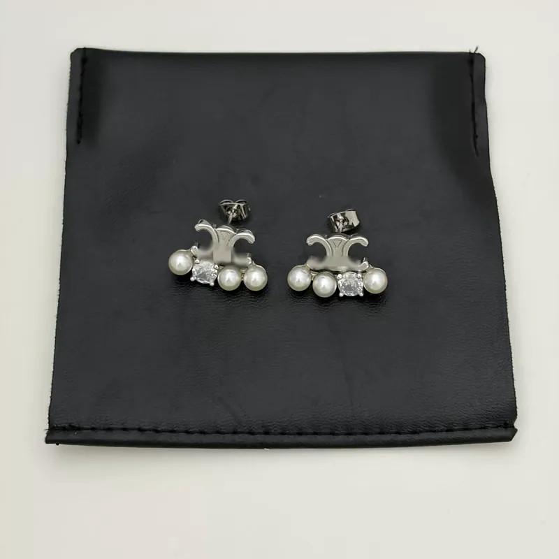 Pearl Zircon Stud Earrings Unique