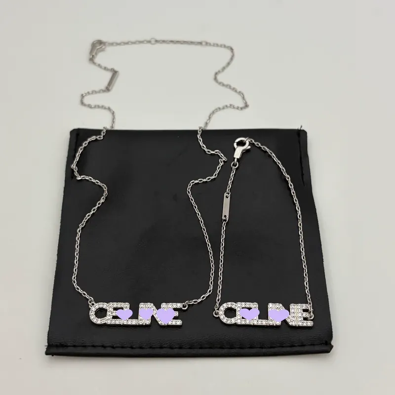Full Pave Letter Necklace Bracelet Set