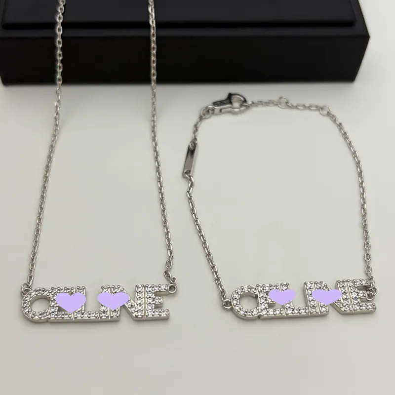 Full Pave Letter Necklace Bracelet Set