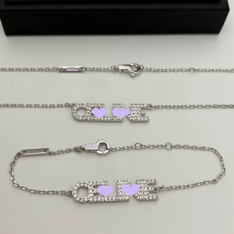 Full Pave Letter Necklace Bracelet Set