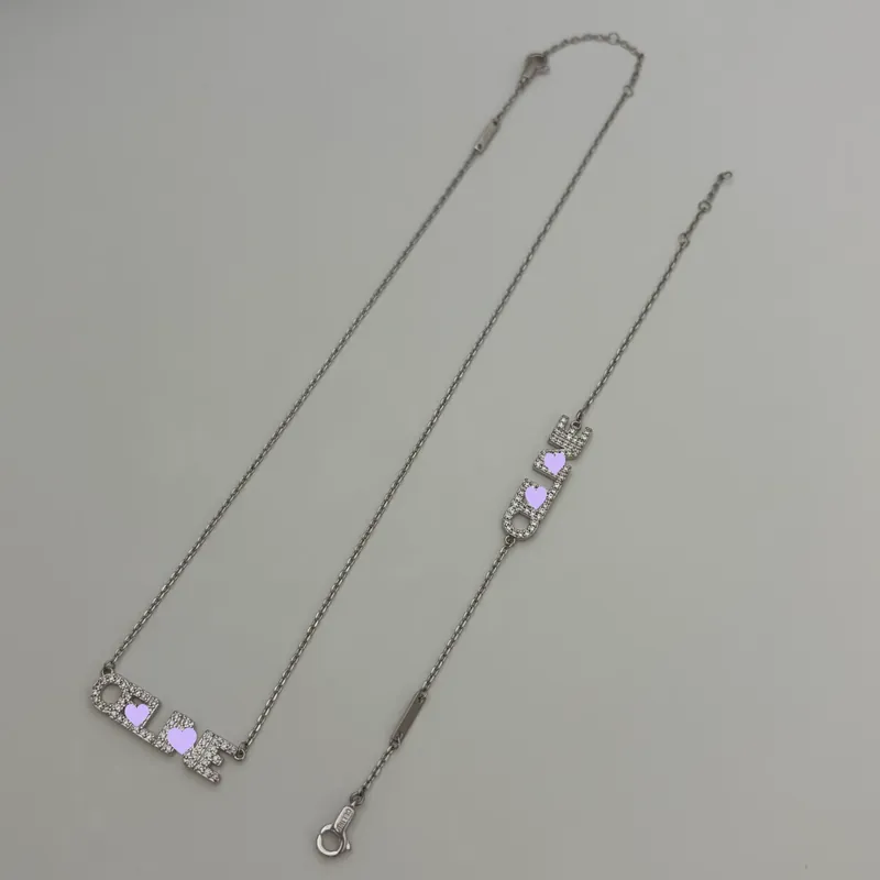 Full Pave Letter Necklace Bracelet Set