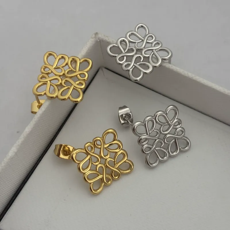 Geometric Hollow Stud Earrings Gold