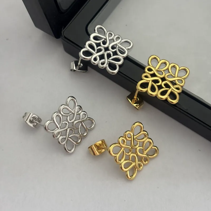 Geometric Hollow Stud Earrings Gold
