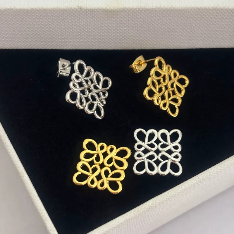 Geometric Hollow Stud Earrings Gold