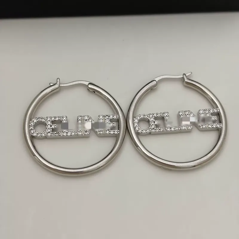 Letter Zircon Hoop Earrings Vintage