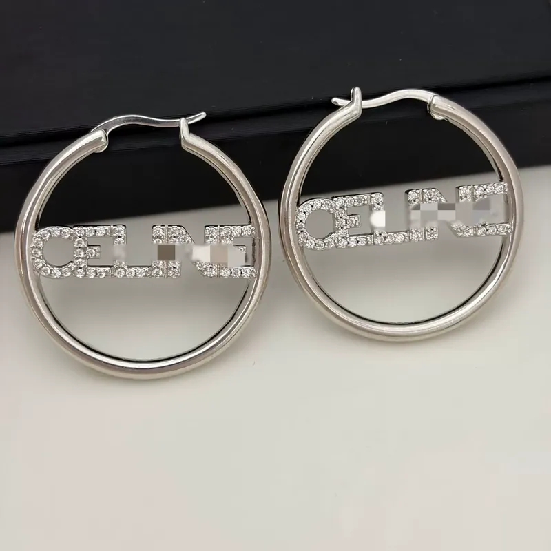Letter Zircon Hoop Earrings Vintage