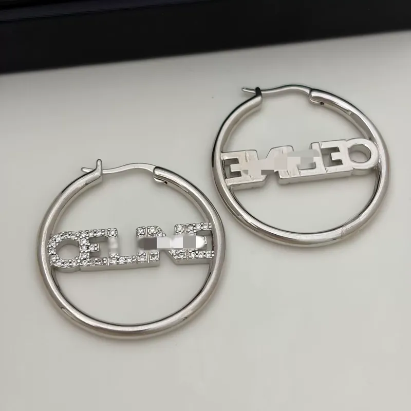 Letter Zircon Hoop Earrings Vintage