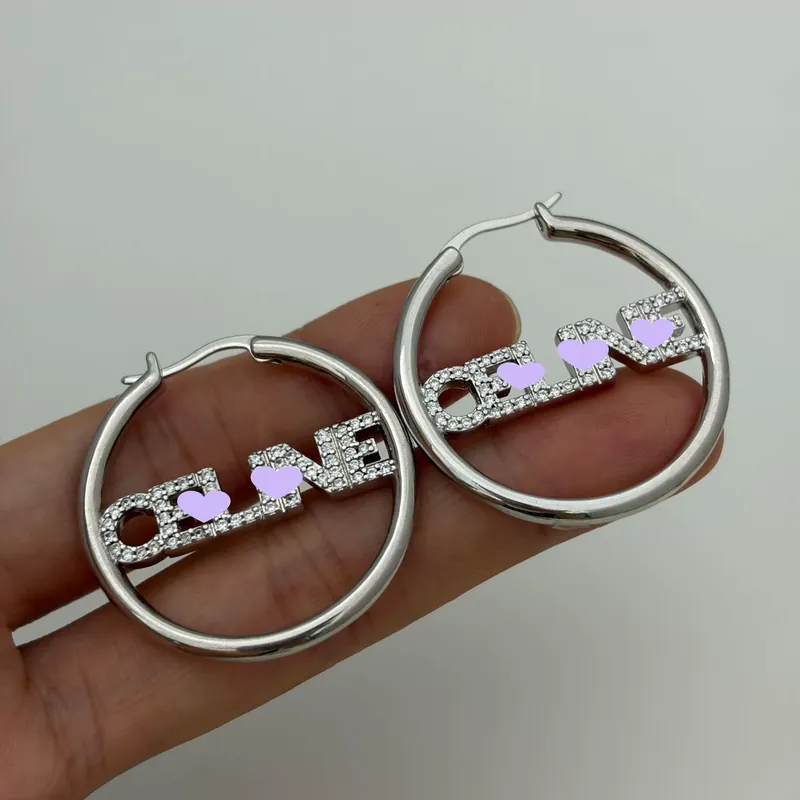 Letter Zircon Hoop Earrings Vintage