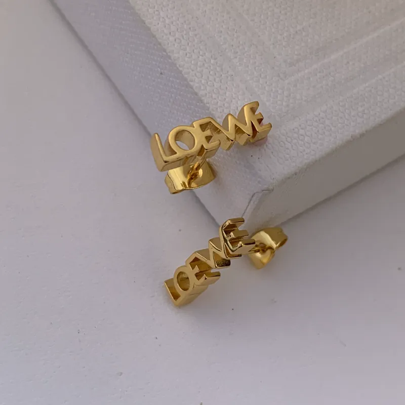 Geometric Cube Letter Stud Earrings