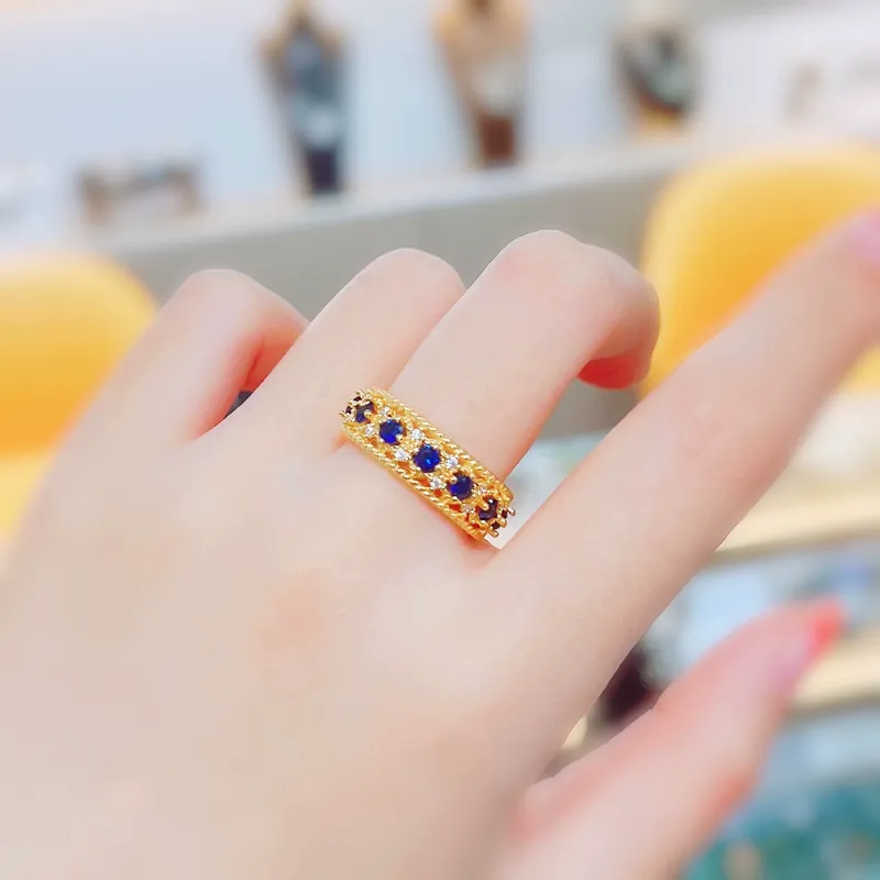 Vintage Italian Lace Ring Blue Spinel Zircon