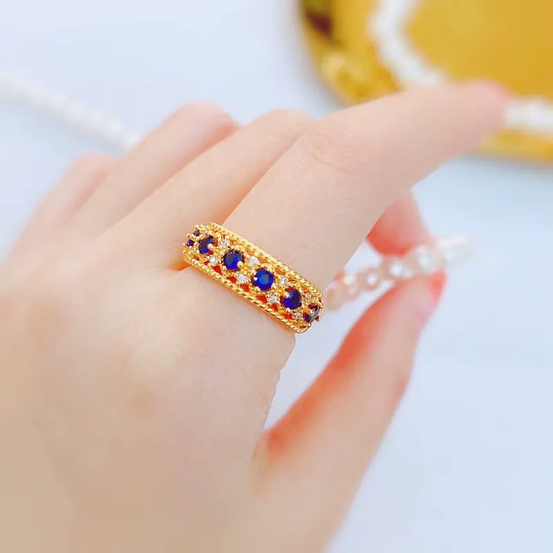 Vintage Italian Lace Ring Blue Spinel Zircon