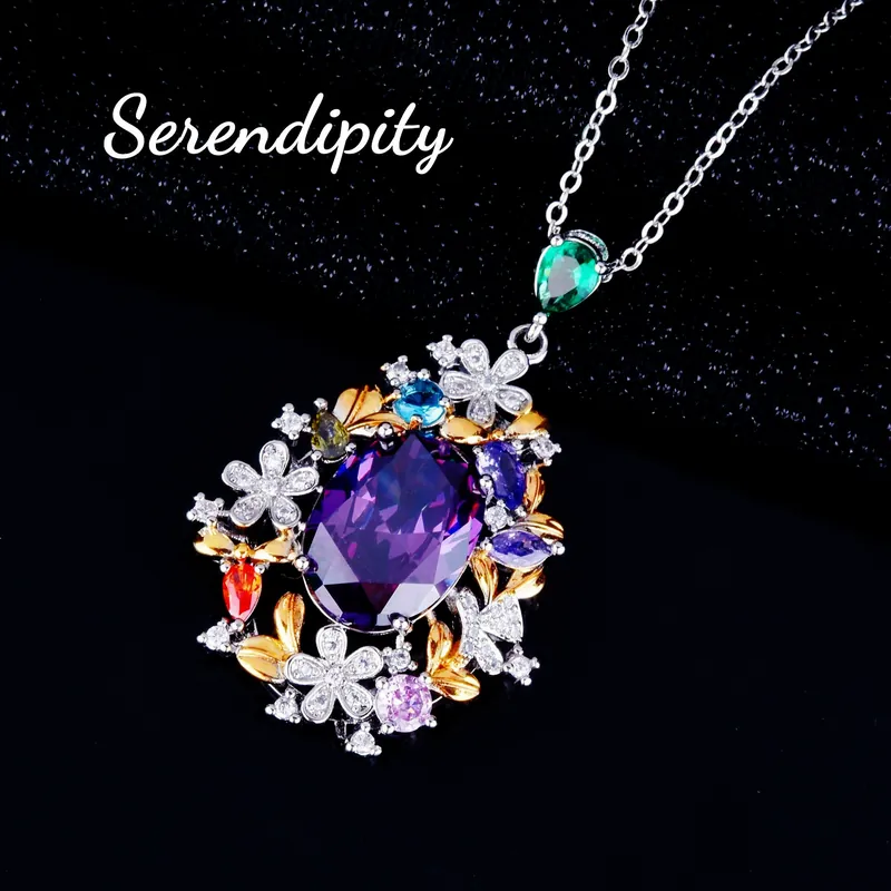 Italian Two-Tone Gold Pendant Amethyst Ring Set