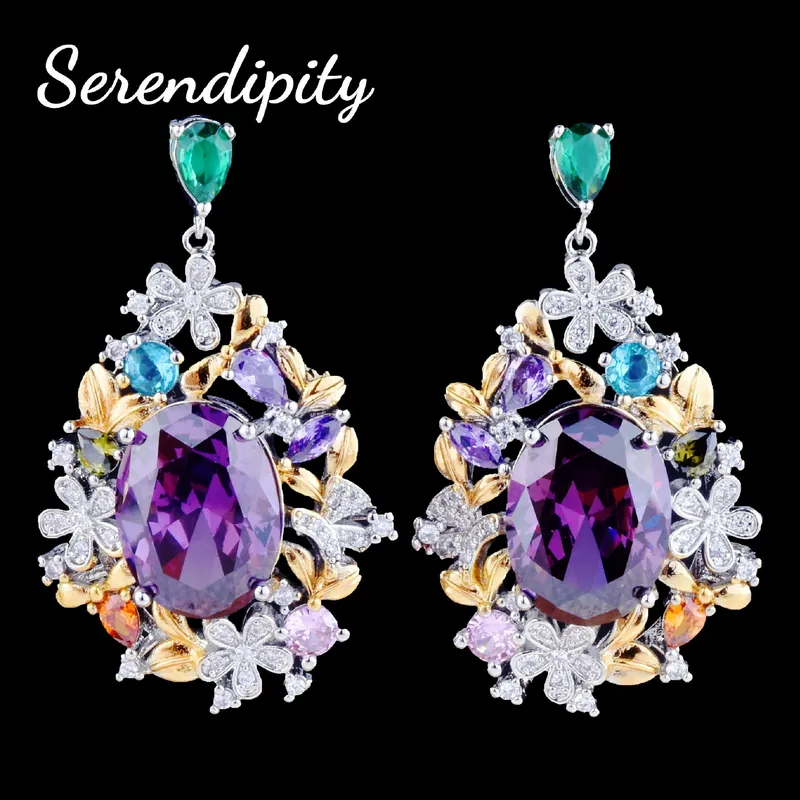 Italian Two-Tone Gold Pendant Amethyst Ring Set