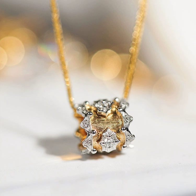 Italian Two-Tone Gold Pendant Floral Design